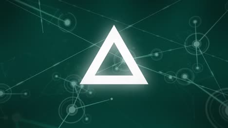 animación de forma triangular en patrón sin costuras y red de conexiones sobre fondo verde