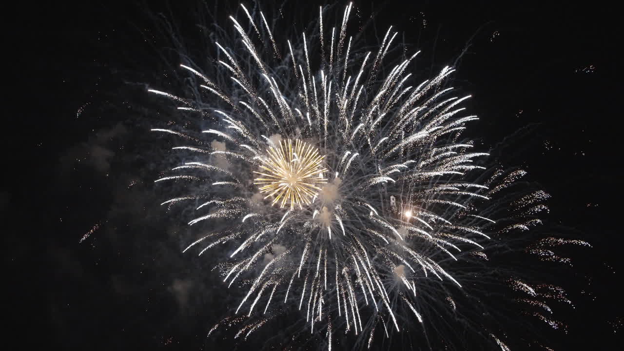 hermoso espectáculo de fuegos artificiales por la noche