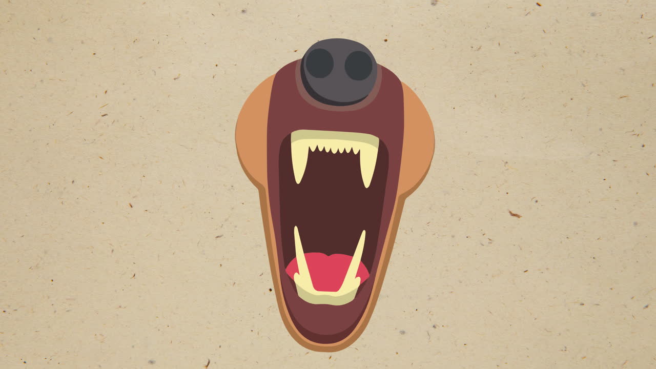 animación del hocico abierto del perro sobre un fondo beige