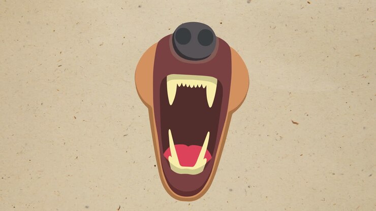Animazione di muso di cane aperto su sfondo beige
