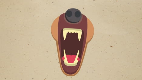 animation of open dog muzzle on beige background