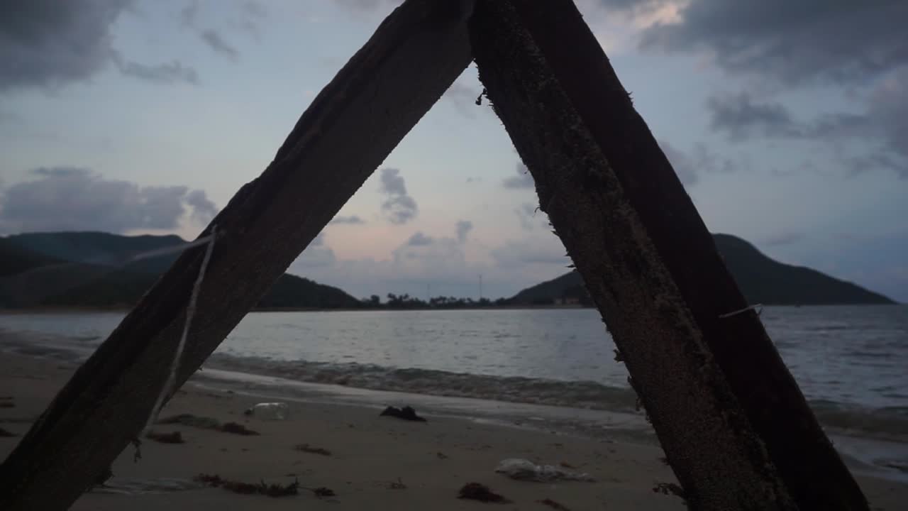 interesting composition timelapse of realistic beach in Asia