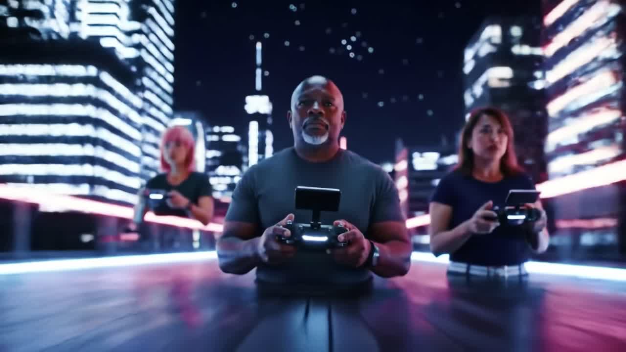 Drone Racing in a Futuristic Cityscape