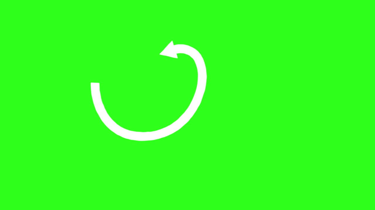 White arrow smoothly loops in a continuous motion over a vibrant green background, seamless transition