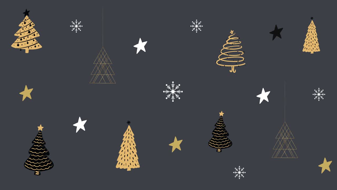 múltiples árboles de navidad y estrellas contra un fondo gris