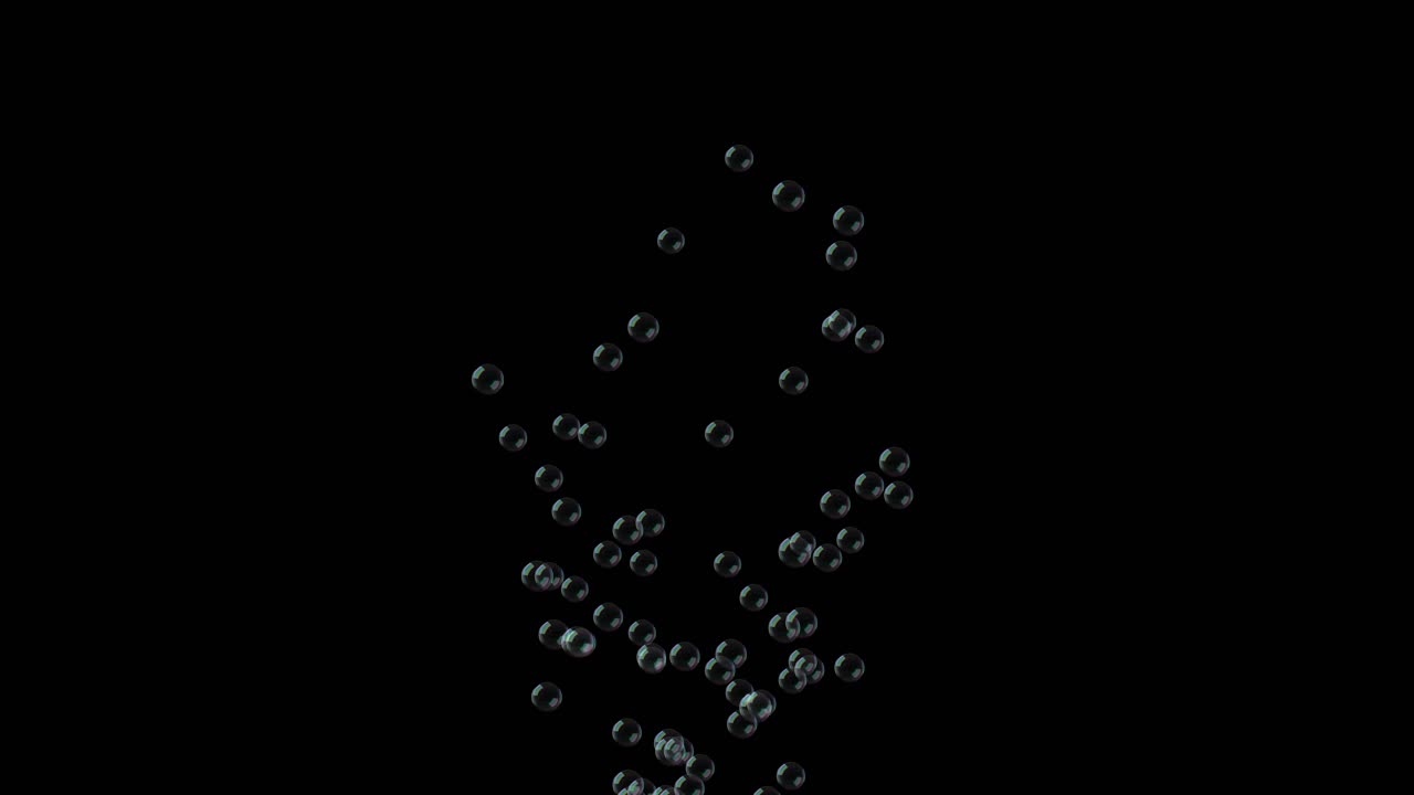 Soap bubble particles falling slowly on a chroma key background