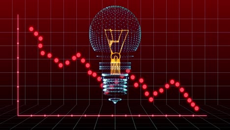 Animation-of-light-bulb,-statistics-and-data-processing