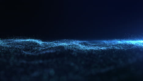 digitally generated motion graphic particles wave flowing abstract in cyber space technology de-focus background