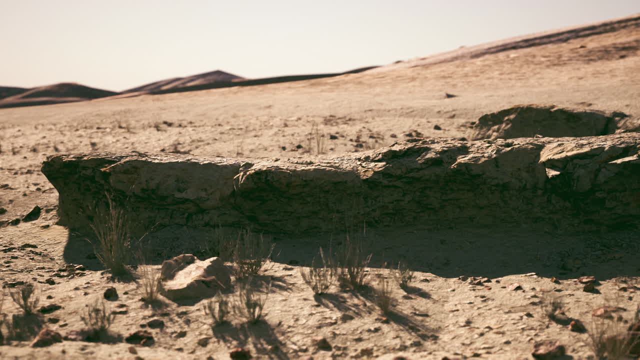 Desert Landscape with Rocks and Mountains