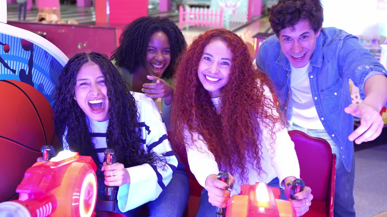 Friends Having Fun at the Arcade