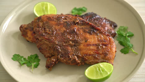 spicy grilled jamaican jerk chicken - jamaican food style