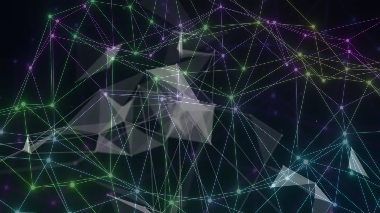 검은색 배경에 연결 네트워크의 애니메이션