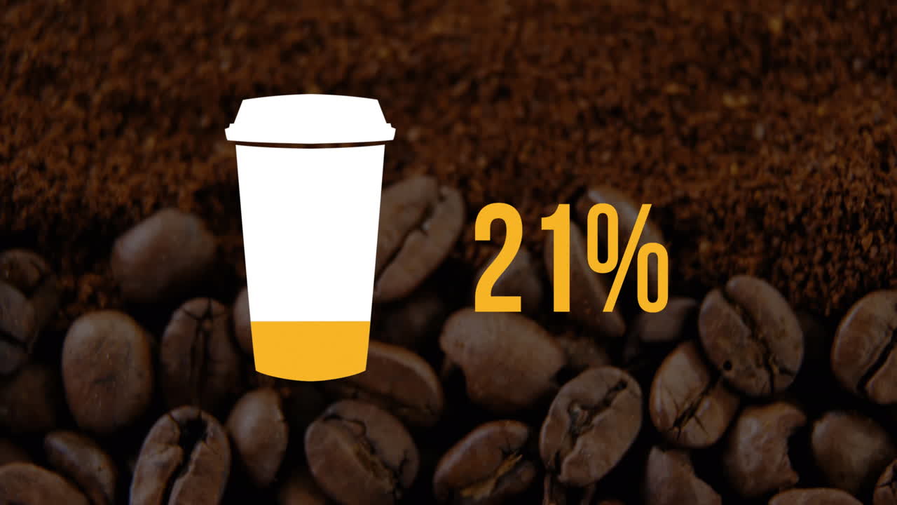 커피 컵과 숫자가 4k 색으로 가득 차 있습니다.