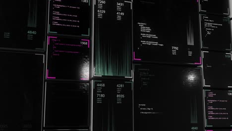 interfaz digital con código y visualización de datos