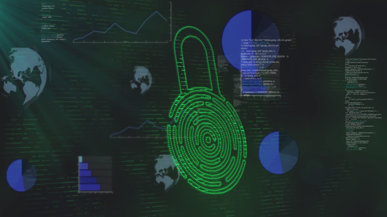 animación de candados digitales y datos en el espacio digital