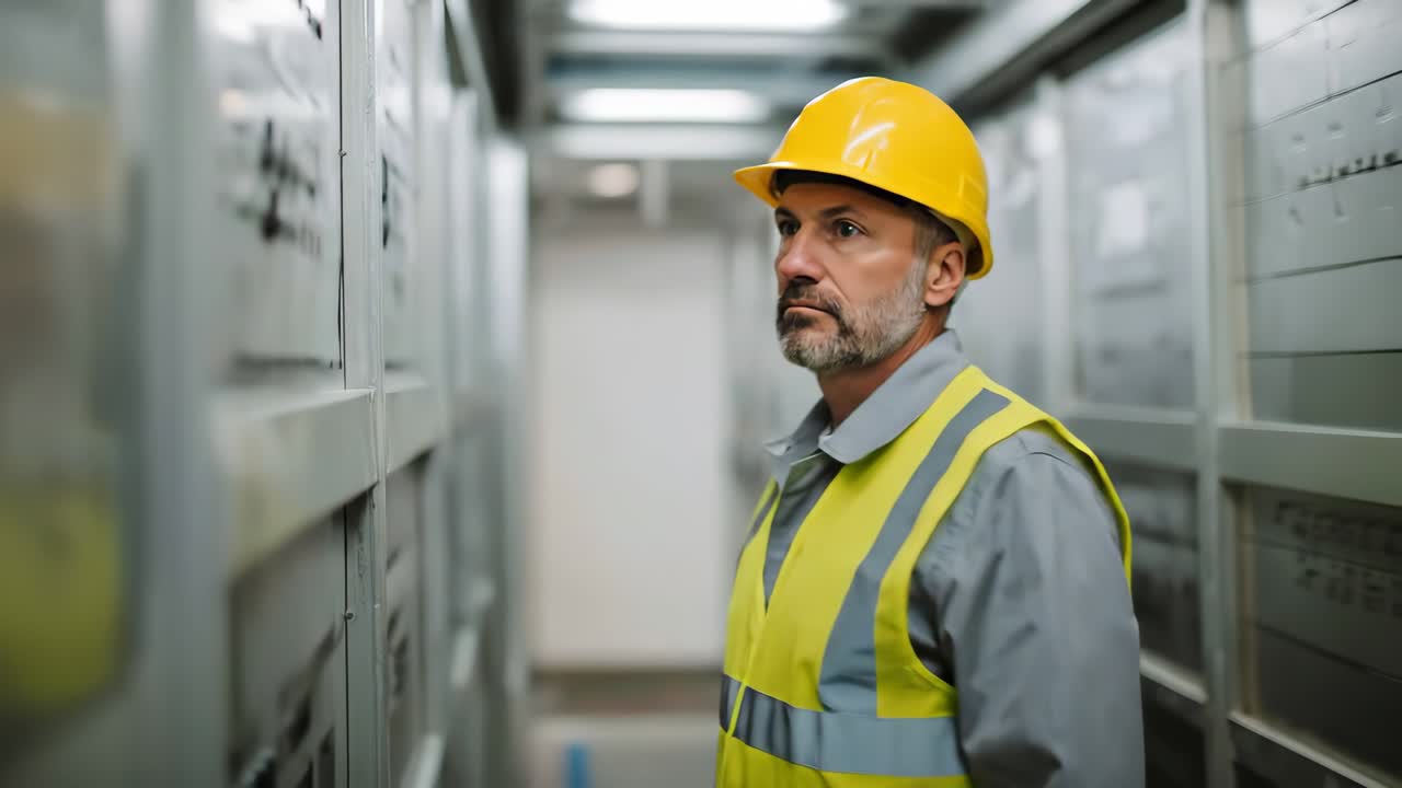 Operaio edile con elmetto di sicurezza giallo