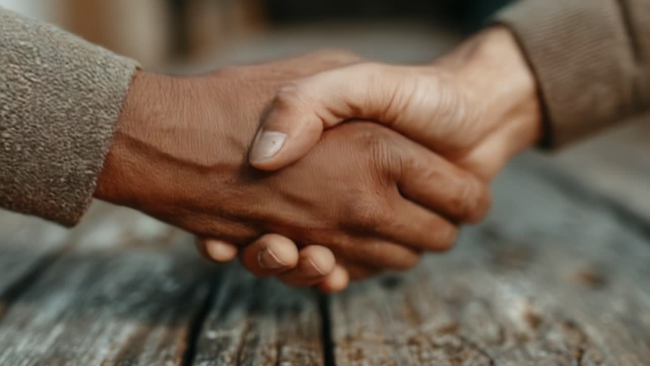 A Captivating Moment of Unity: The Significance of a Handshake Portrayed Through Two Frames, Symbolizing Trust, Cooperation, and Connection Between Individuals