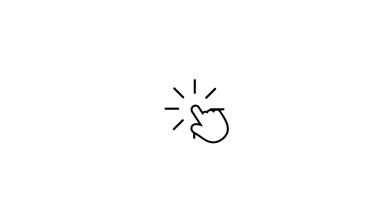 Hand icon with click effect lines animation isolated on white background