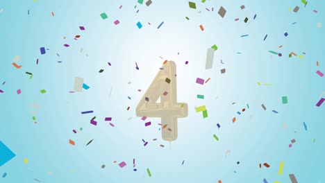 Animation-of-gold-balloon-numbers-and-confetti-on-blue-background