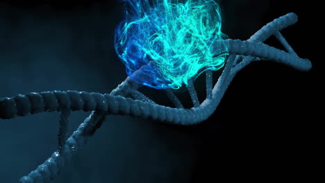 dna strand and glowing blue energy, scientific data processing animation