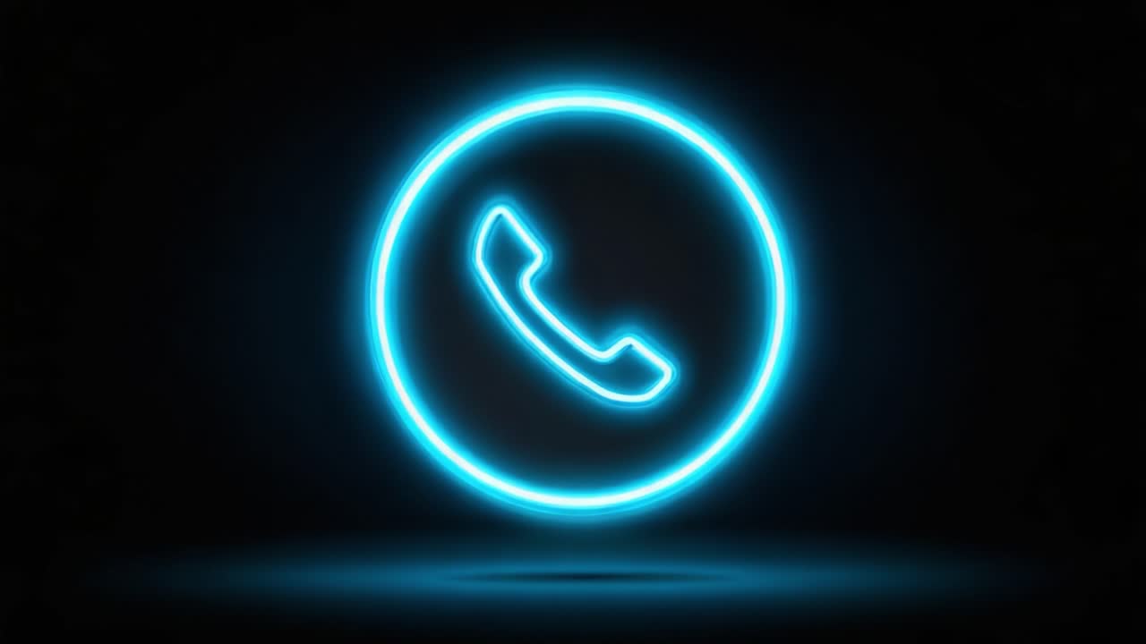 A Captivating Neon Phone Icon Glowing Brightly Against a Dark Background, Perfect for Communication and Technology Themes in Digital Media