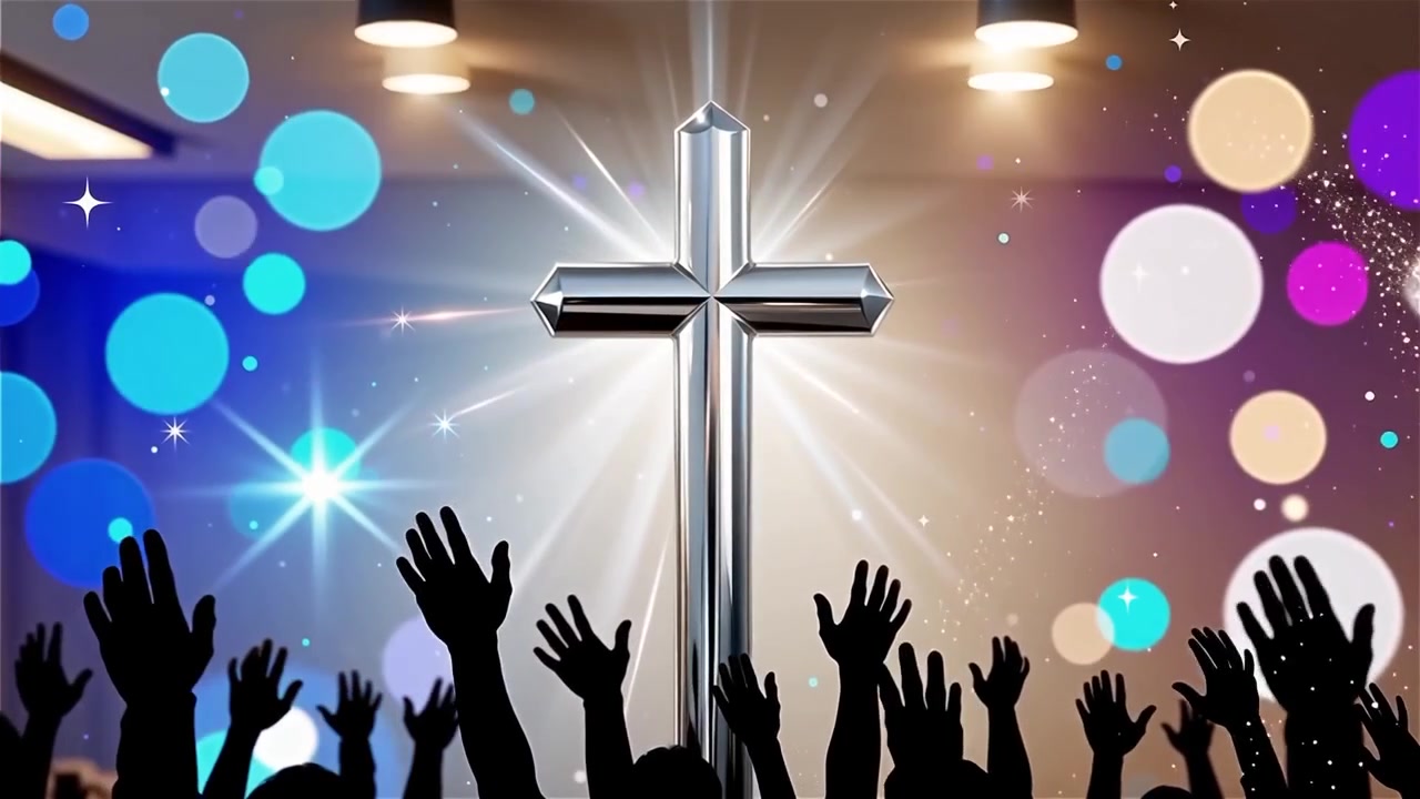 Christian Cross Heavenly Light Worship Background