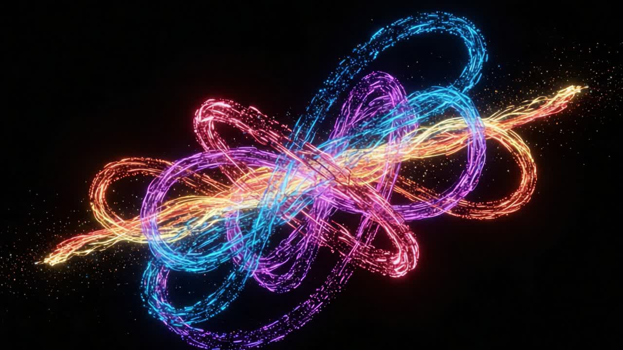 Dynamic Interplay of Light Patterns: A Mesmerizing Visual Dance of Colorful Lines and Twirls Creating a Captivating Expression of Motion and Energy