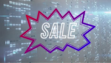 animación del texto de venta a través del procesamiento de datos