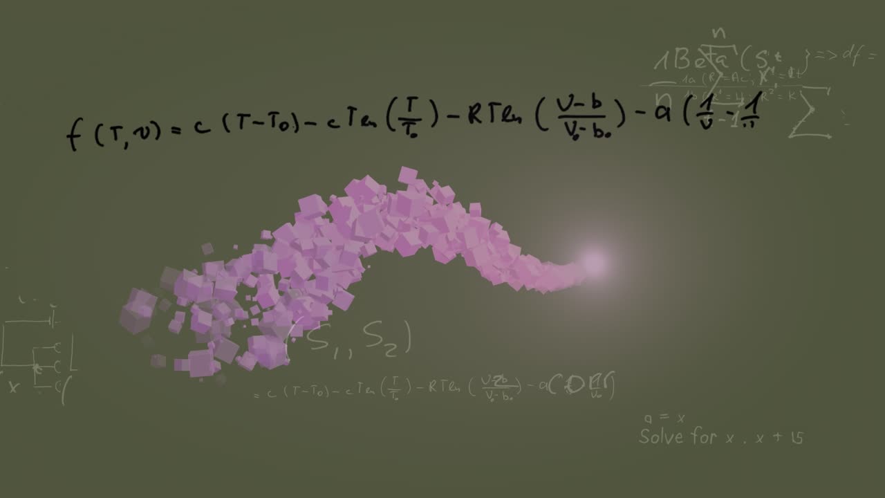 Animazione di formule matematiche su sfondo grigio.