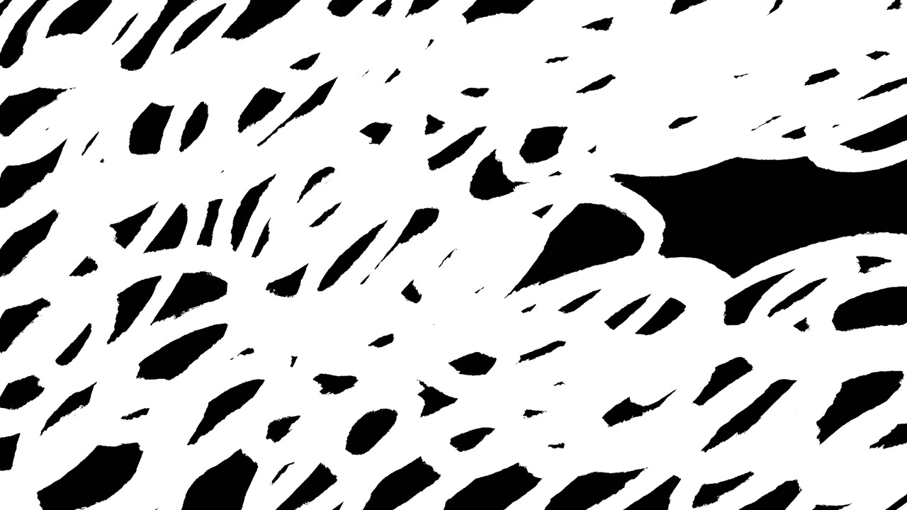 Dynamic Abstract Animation of White Brush Strokes on Black Background