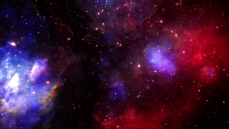 vuelo espacial en bucle exploración del espacio profundo viaje a la colorida nebulosa de nubes rojas y azules 4k 3d exploración espacial de bucle a la nebulosa galaxia de nubes proporcionada por la imagen de la nasa.