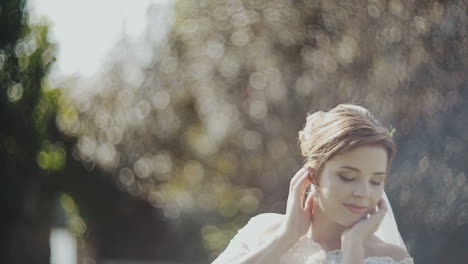 elegant bride looking at the camera