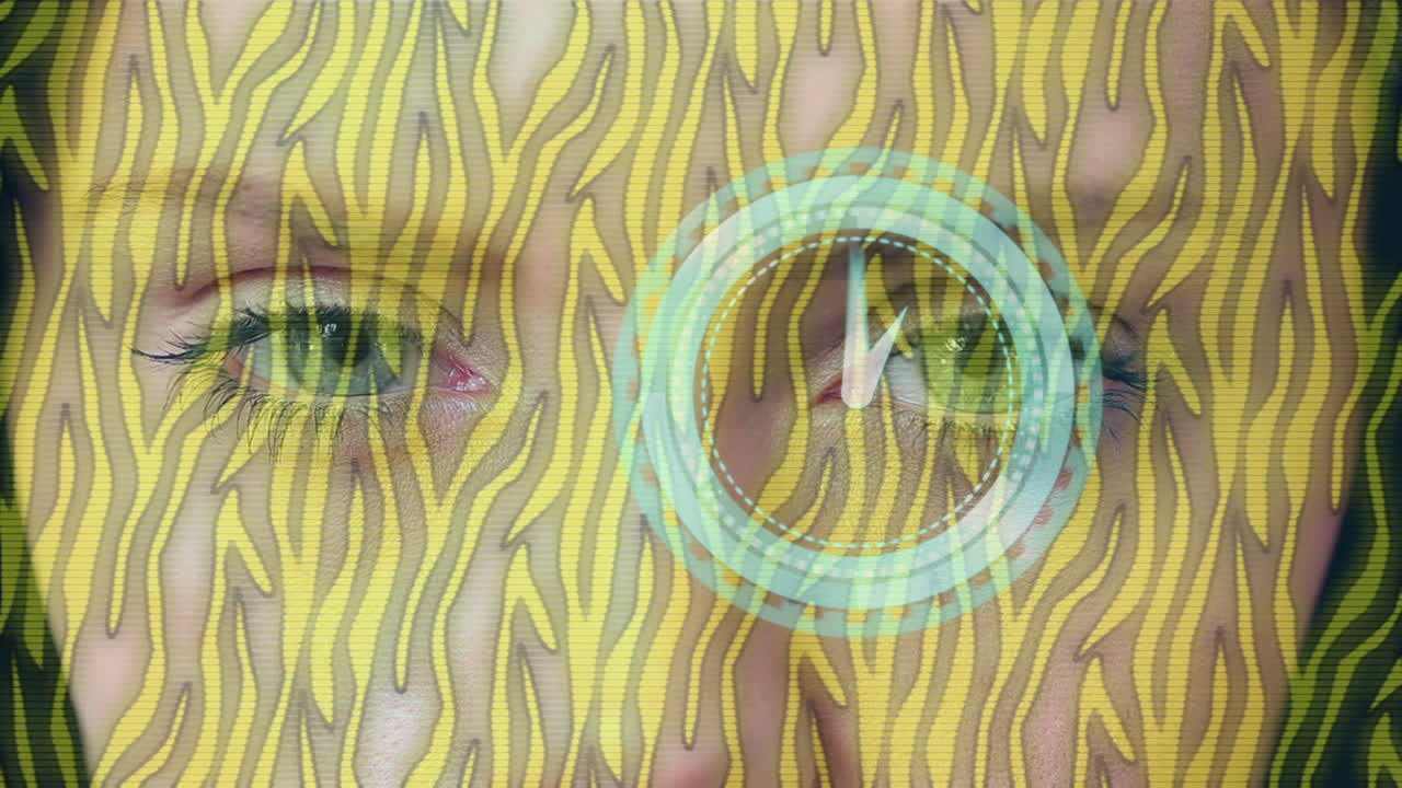 анимация движущихся часов и форм над глазами