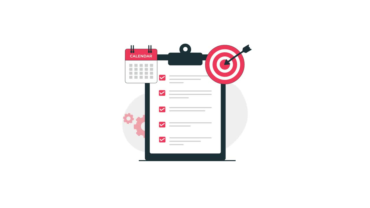 Daftar Periksa Animasi dengan Kalender dan Target untuk Pencapaian Tujuan