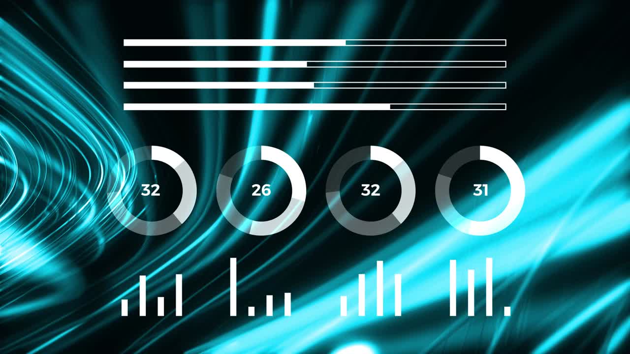 datos y estadísticas de informes, animación con diagramas gráficos.