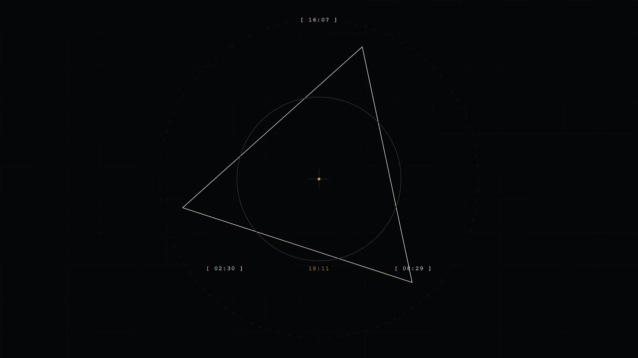 Abstract Geometric Animation with Rotating Triangle and Digital Timers