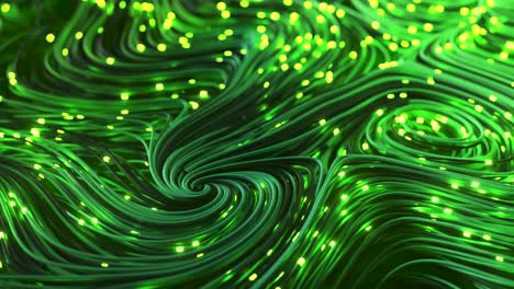 líneas y puntos verdes brillantes abstractos