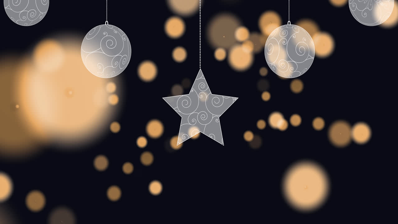 animación de estrellas caída y manchas brillantes sobre fondo negro