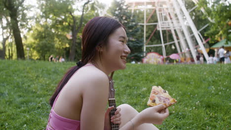 happy woman on a picnic at the park