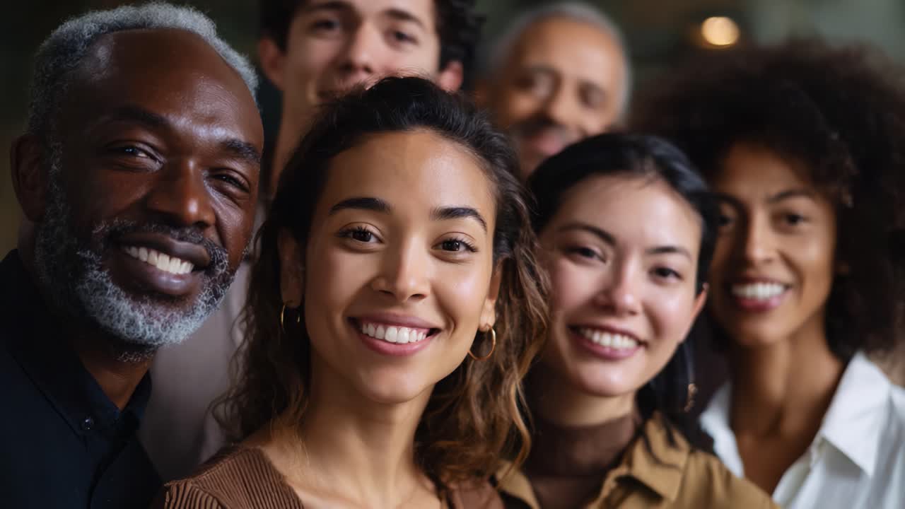 A Cheerful Group of Friends Smiling Together in a Bright and Welcoming Setting, Capturing the Essence of Joy and Community in Everyday Life Moments