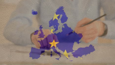 eu map against man marking with pencil