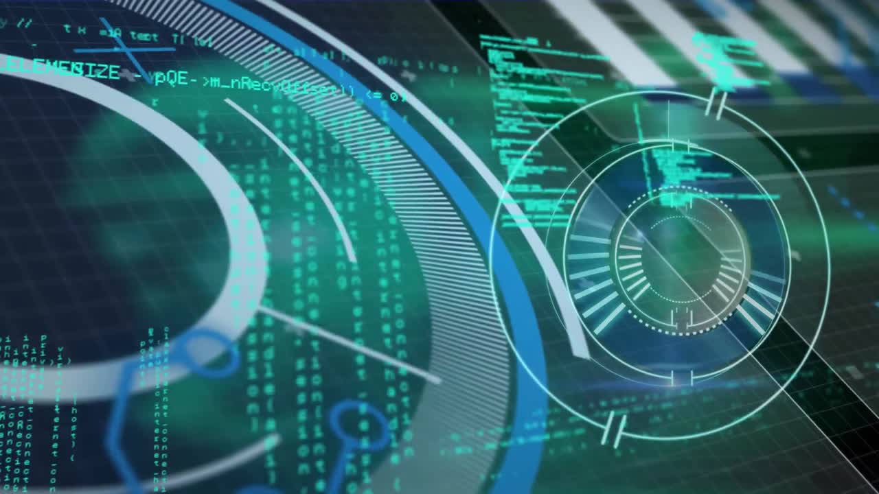 animación de escaneos y procesamiento de datos a través de una pantalla digital