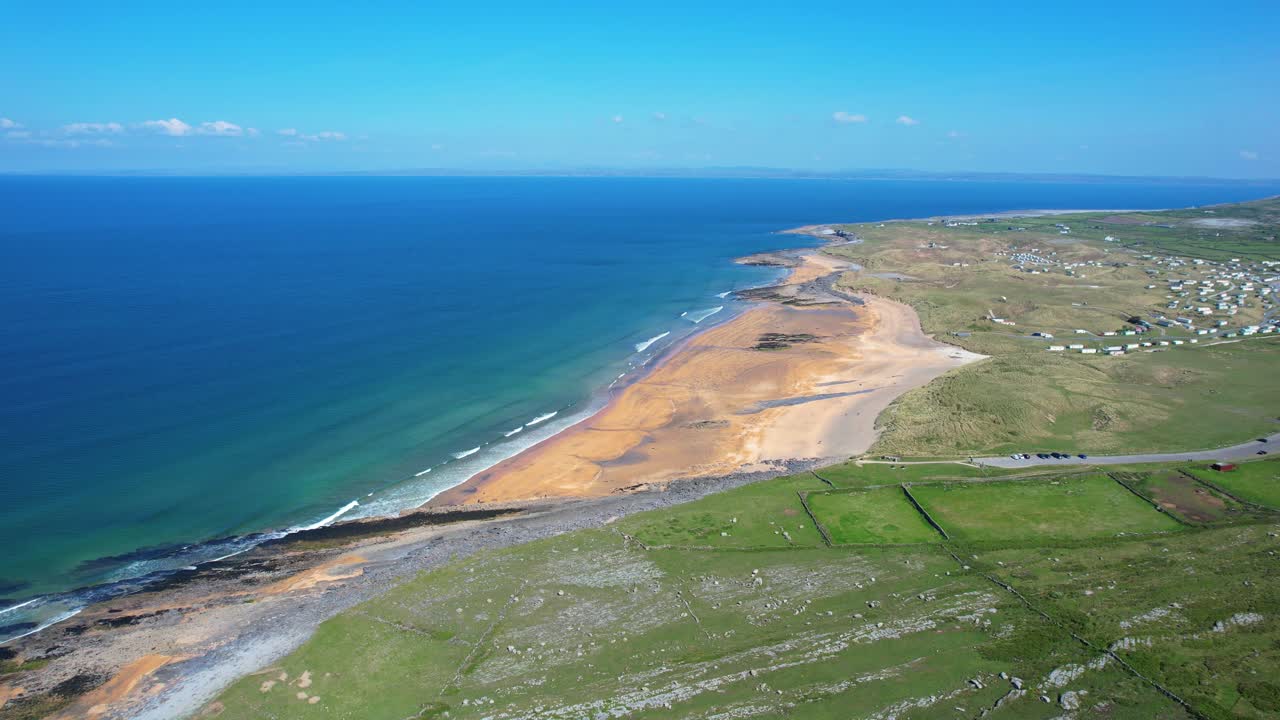 Fanore Beach drone landscape golden sands The Burren Wild Atlantic way Ireland