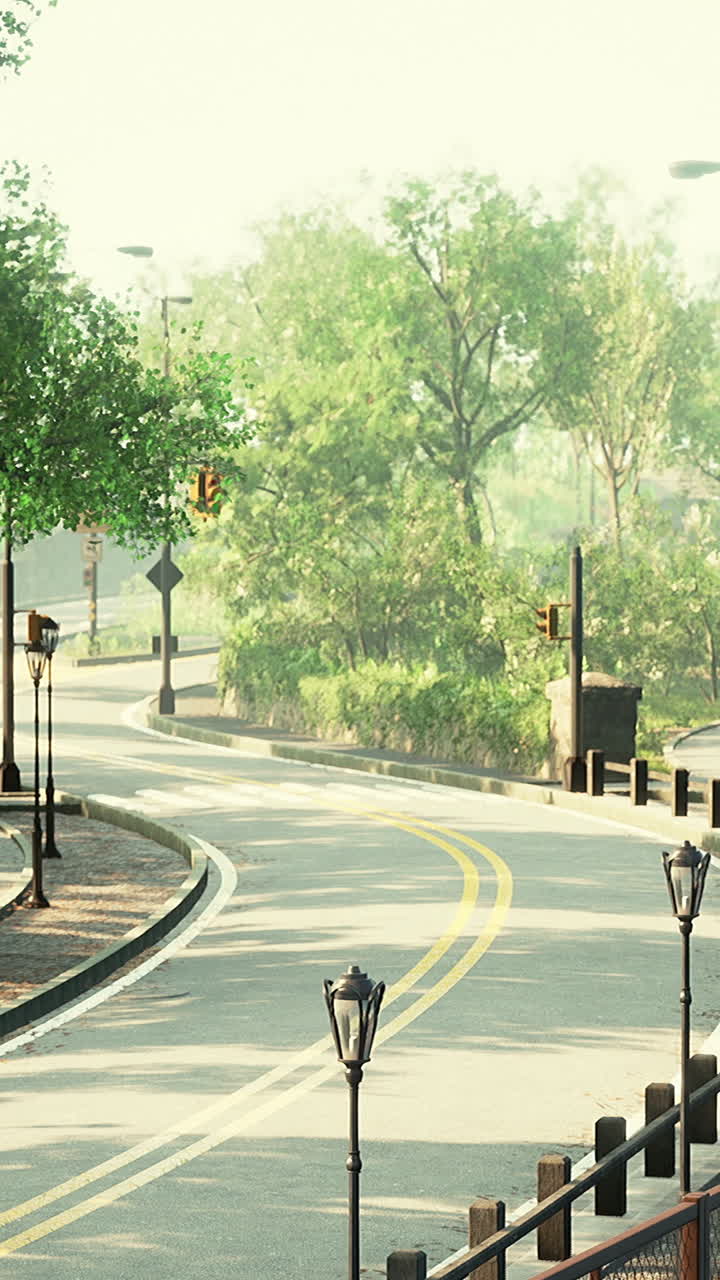 공원을 가로지르는 휘어지는 길