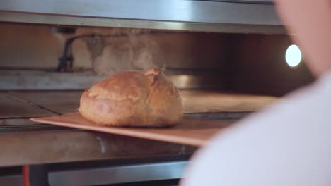 fresh steaming hot baked bread right out of the oven in bakery