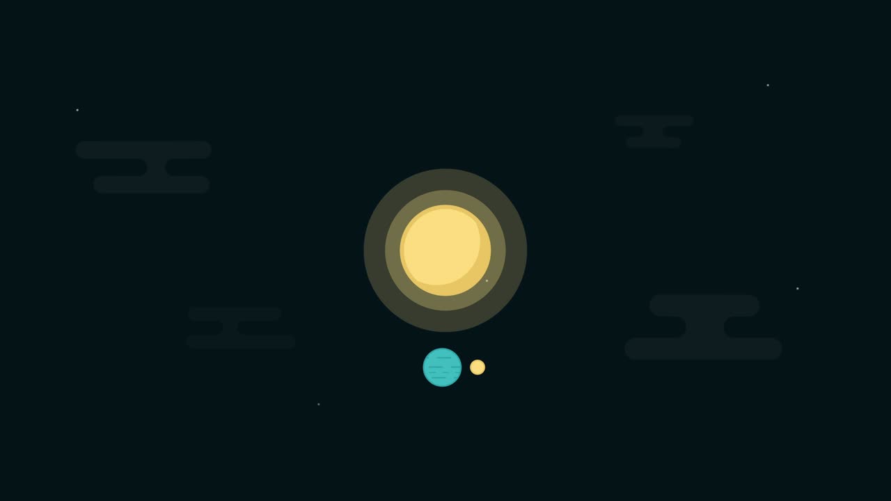 animación en ciclo 4k del espacio. galaxia y fondo espacial. bucle de animación de la tierra en rotación plana. animación del sistema solar. concepto de ecología