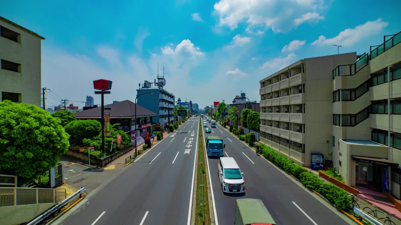 도쿄의 도시 거리에서 교통체증의 타임스 화면