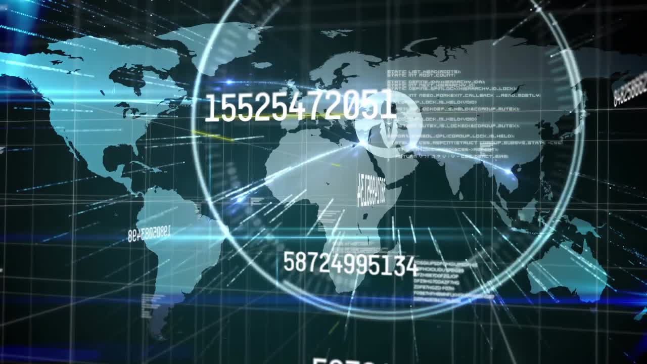 세계 지도를 통해 데이터 처리를 변경하는 숫자의 애니메이션