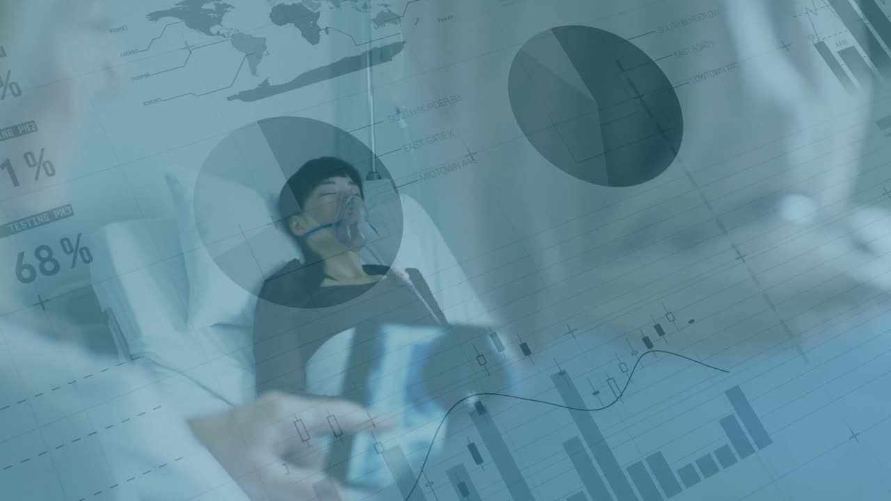animación del procesamiento de datos entre dos médicos diferentes con pacientes
