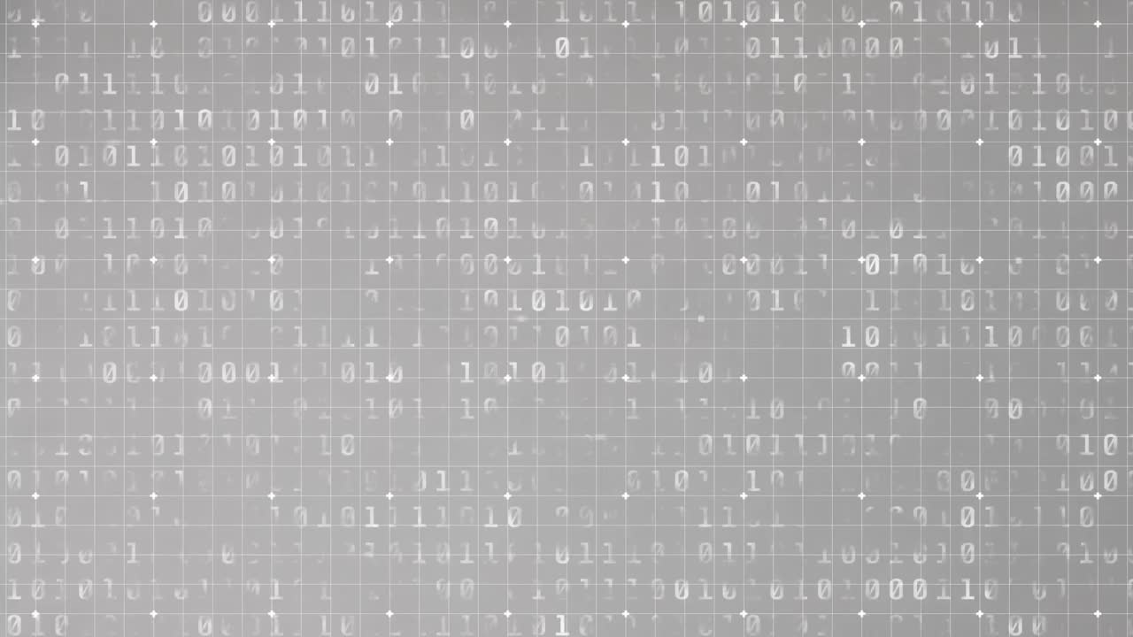 Animation of binary coding processing on grey background